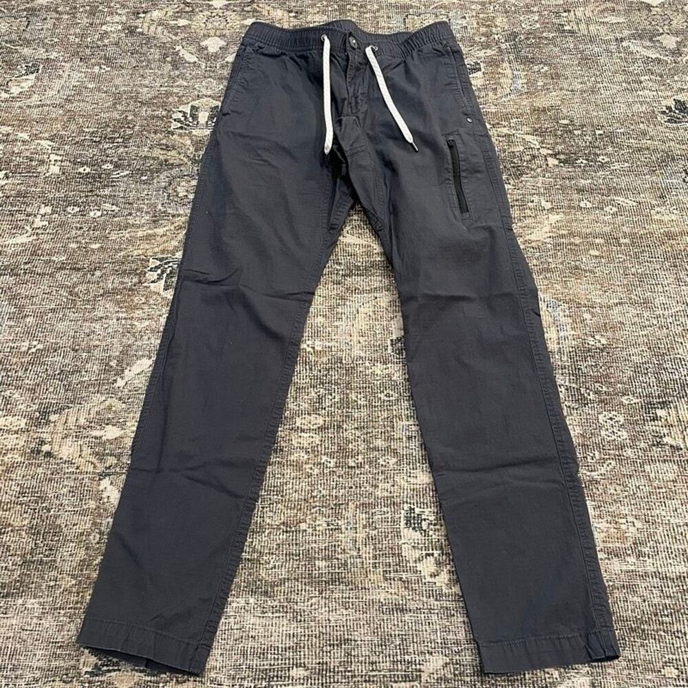 Vuori Men's Ripstop Gray Pants Size S Drawstring Elastic Waist Zip Pocket Casual